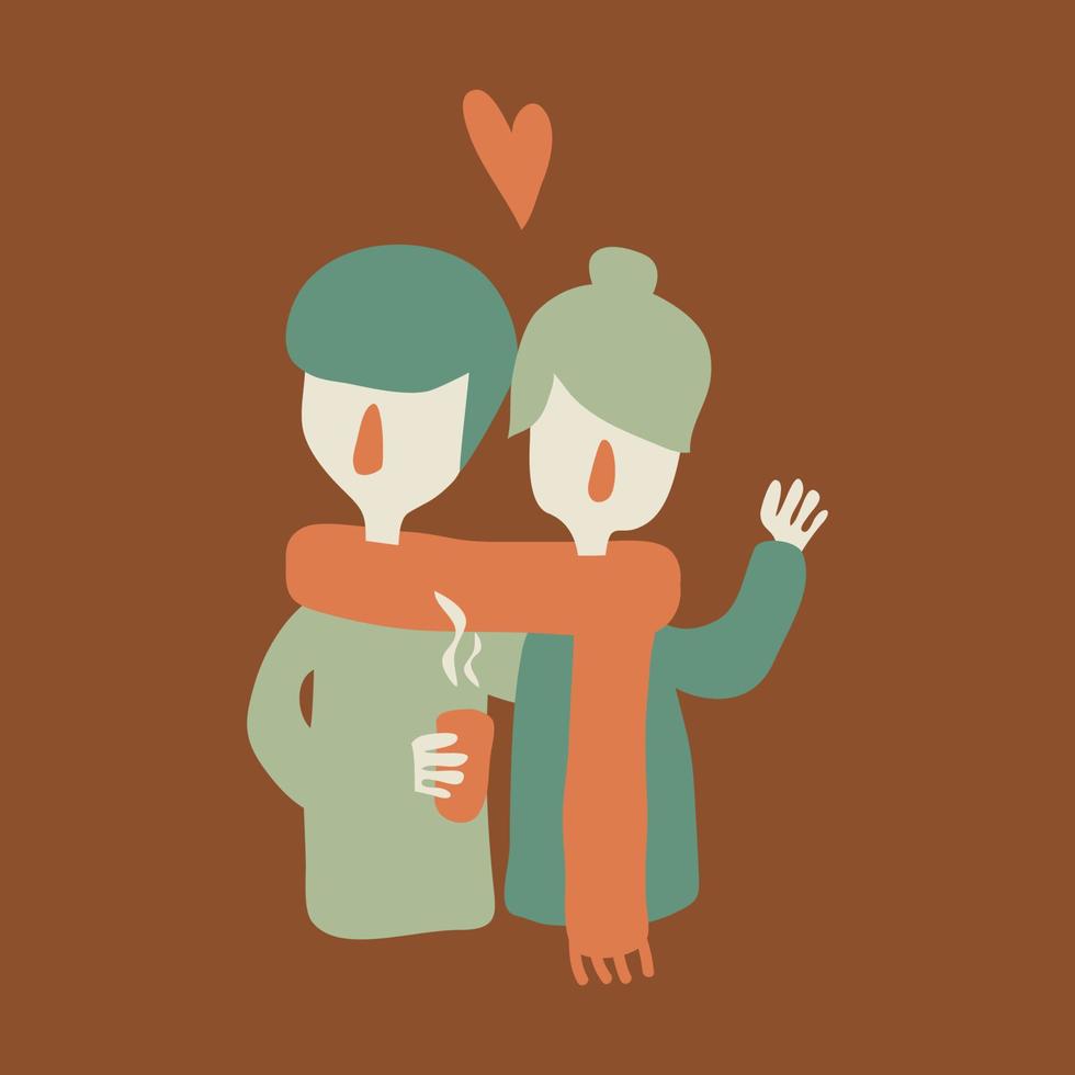 Couple Sharing a Scarf vector