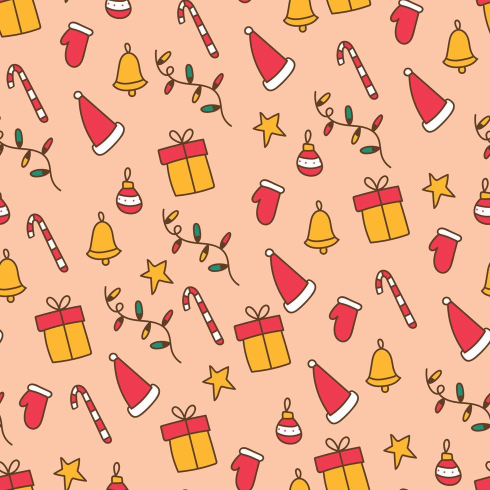 Outlined Christmas Illustrations Pattern vector