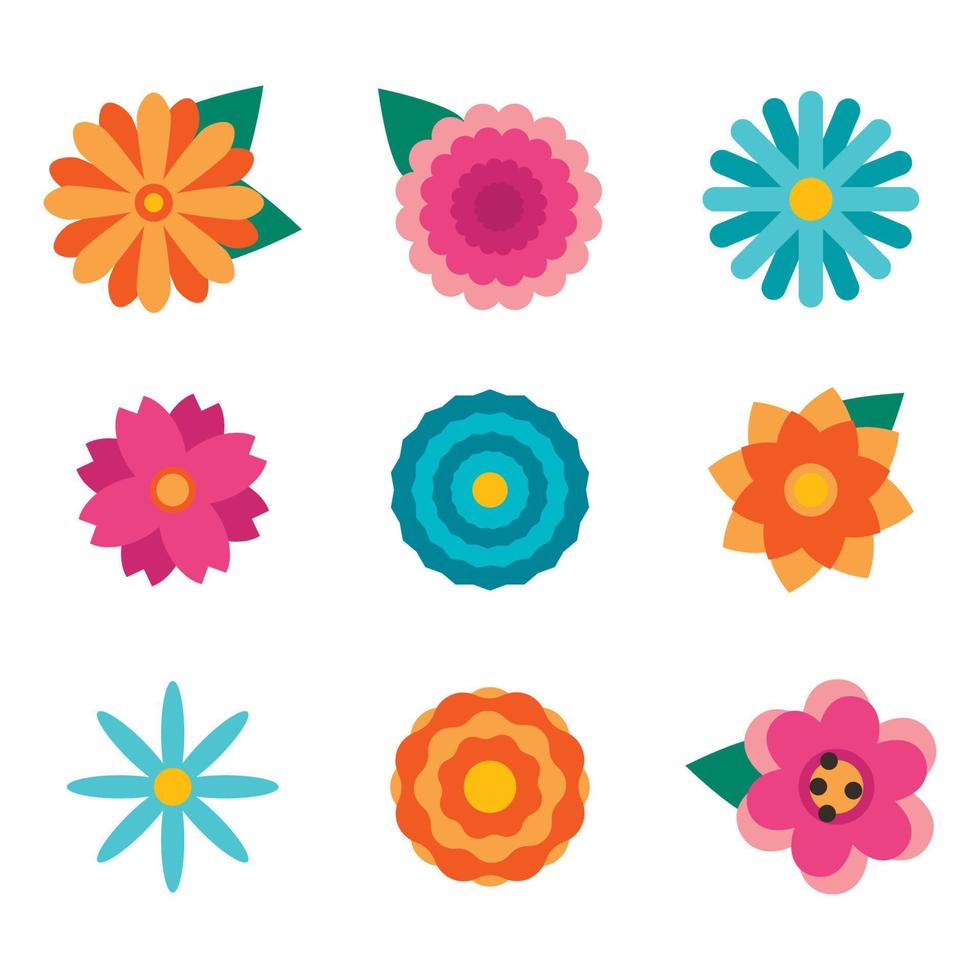 flores planas de colores vector