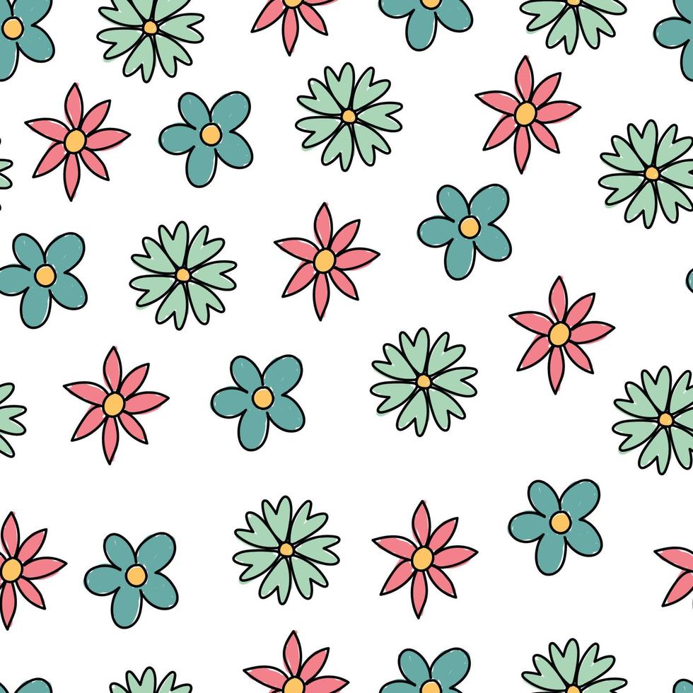 Doodled Flowers Pattern vector