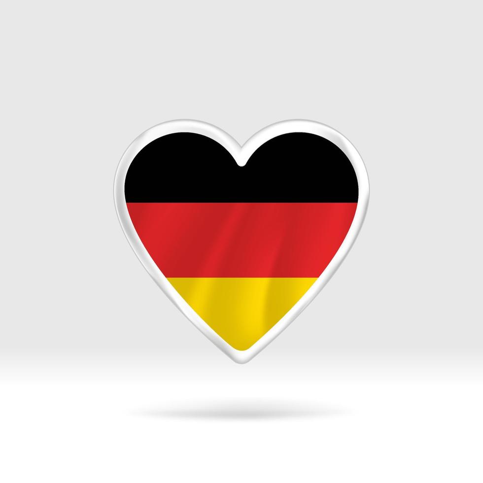 Heart from Germany flag. Silver button star and flag template. Easy editing and vector in groups. National flag vector illustration on white background.