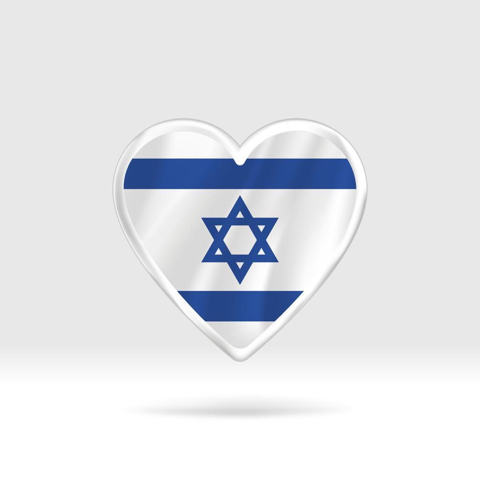 Heart from Israel flag. Silver button star and flag template. Easy editing and vector in groups. National flag vector illustration on white background.