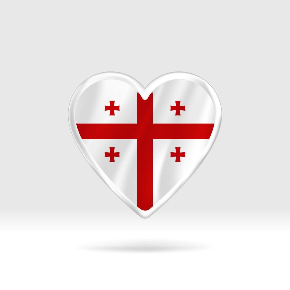 Heart from Georgia flag. Silver button star and flag template. Easy editing and vector in groups. National flag vector illustration on white background.