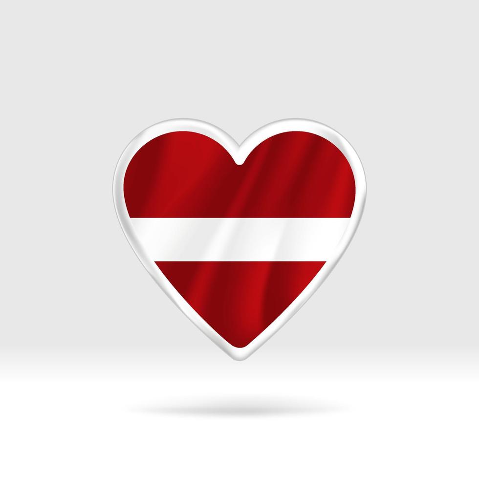corazón de la bandera de letonia. estrella de botón plateado y plantilla de bandera. fácil edición y vector en grupos. Ilustración de vector de bandera nacional sobre fondo blanco.