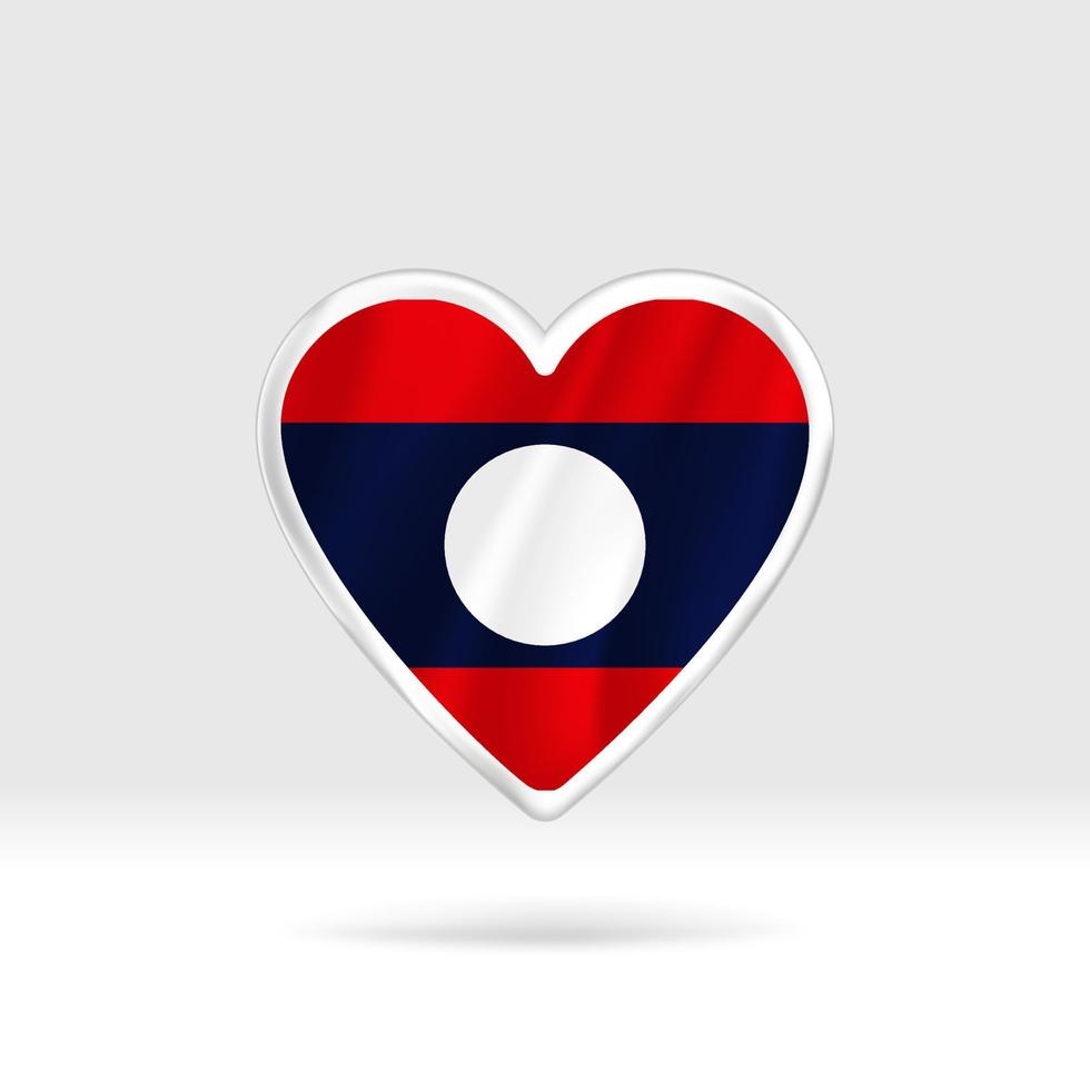 Heart from Laos flag. Silver button star and flag template. Easy editing and vector in groups. National flag vector illustration on white background.