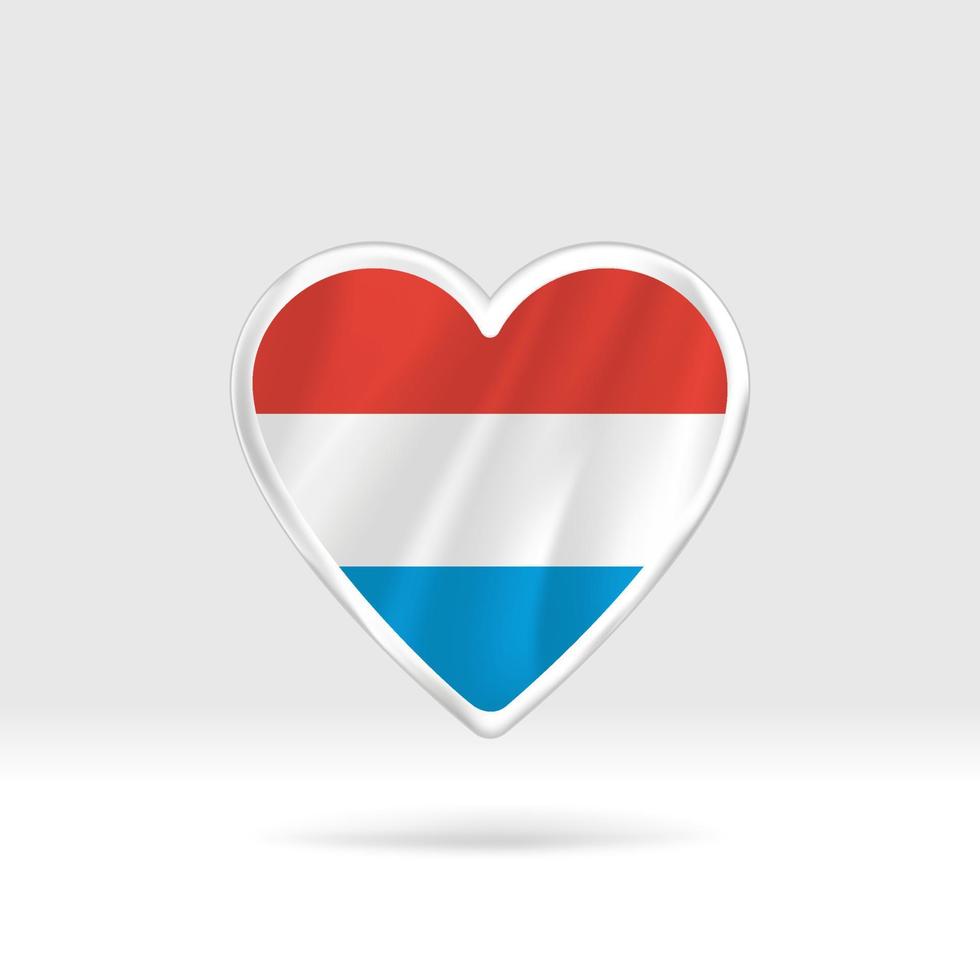 Heart from Luxembourg flag. Silver button star and flag template. Easy editing and vector in groups. National flag vector illustration on white background.