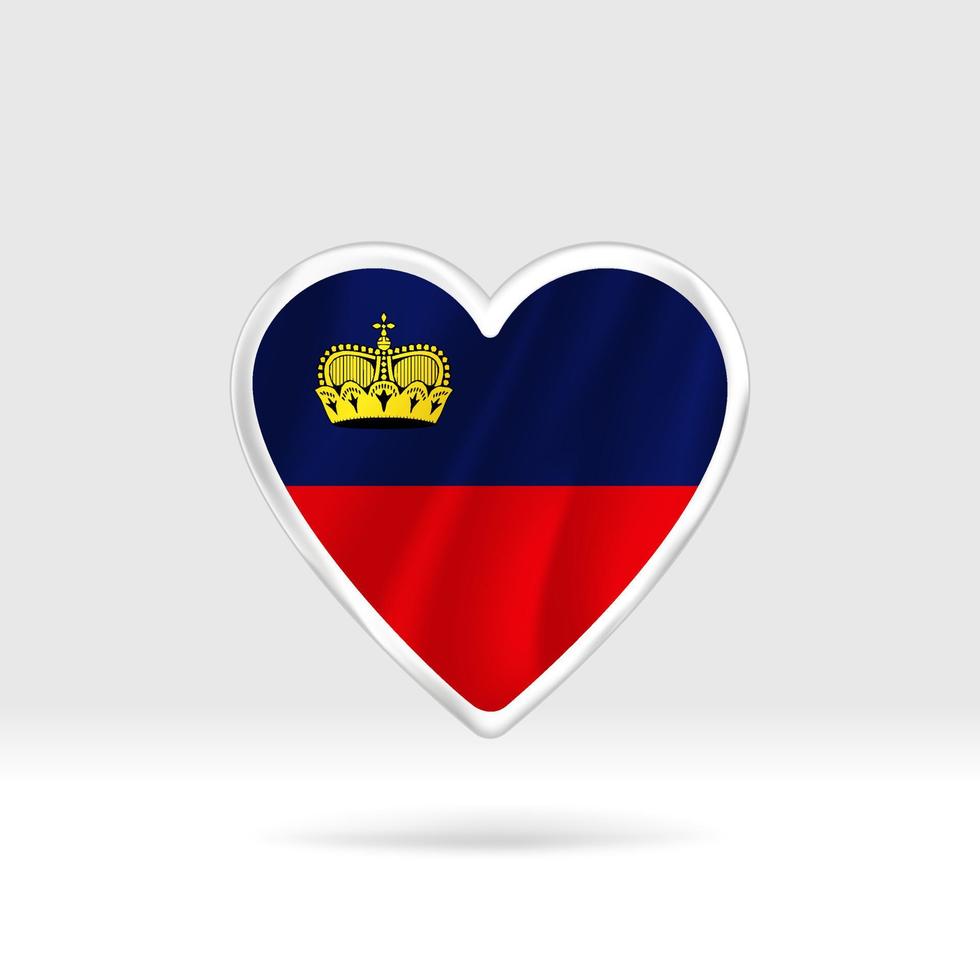 Heart from Liechtenstein flag. Silver button star and flag template. Easy editing and vector in groups. National flag vector illustration on white background.