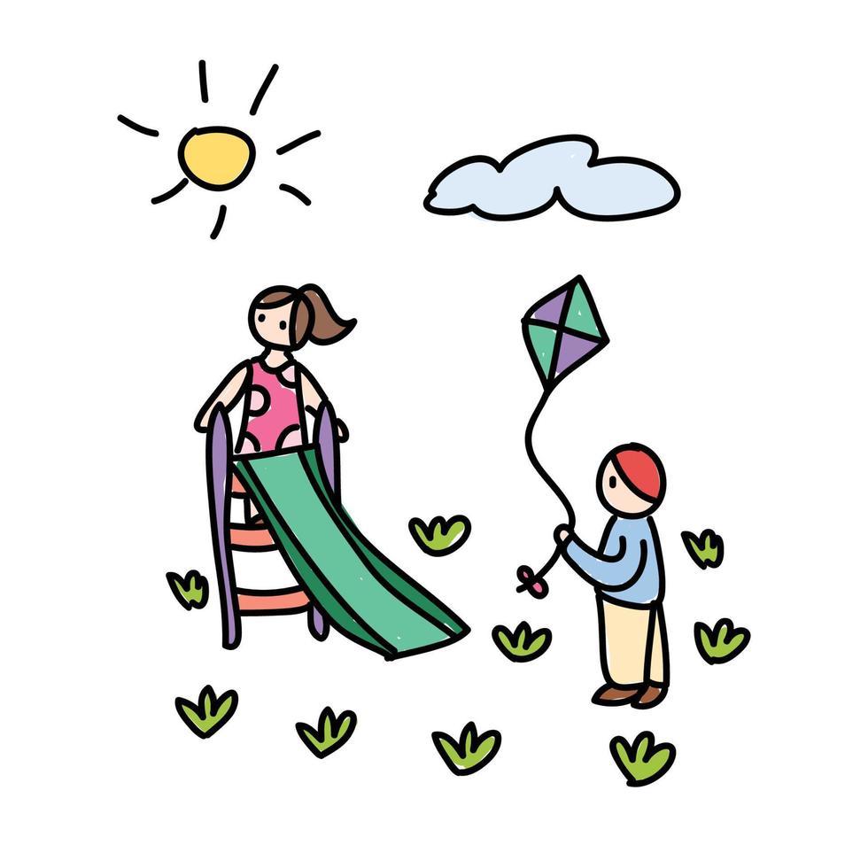 Kids Playing Illustration vector