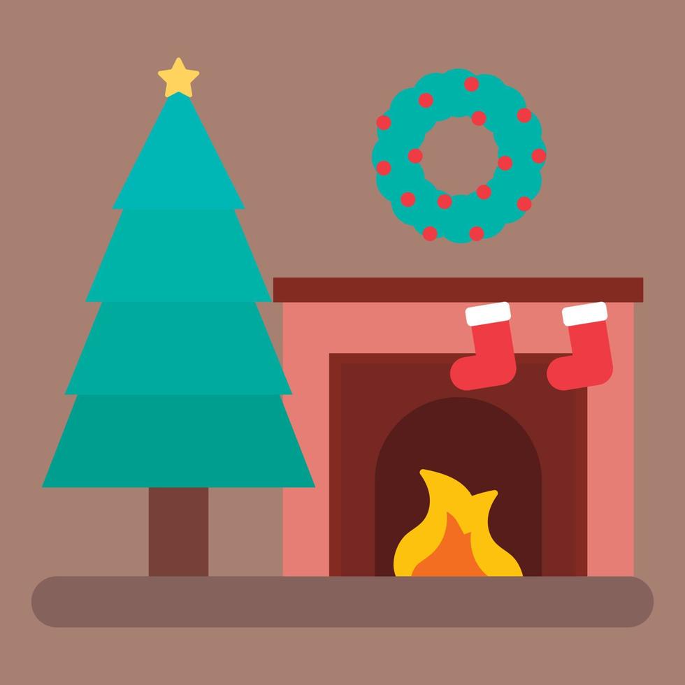 Flat Fireplace Illustration vector