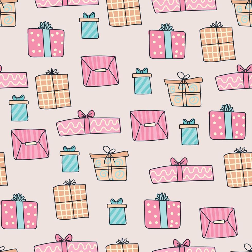 Doodled Gifts Pattern vector