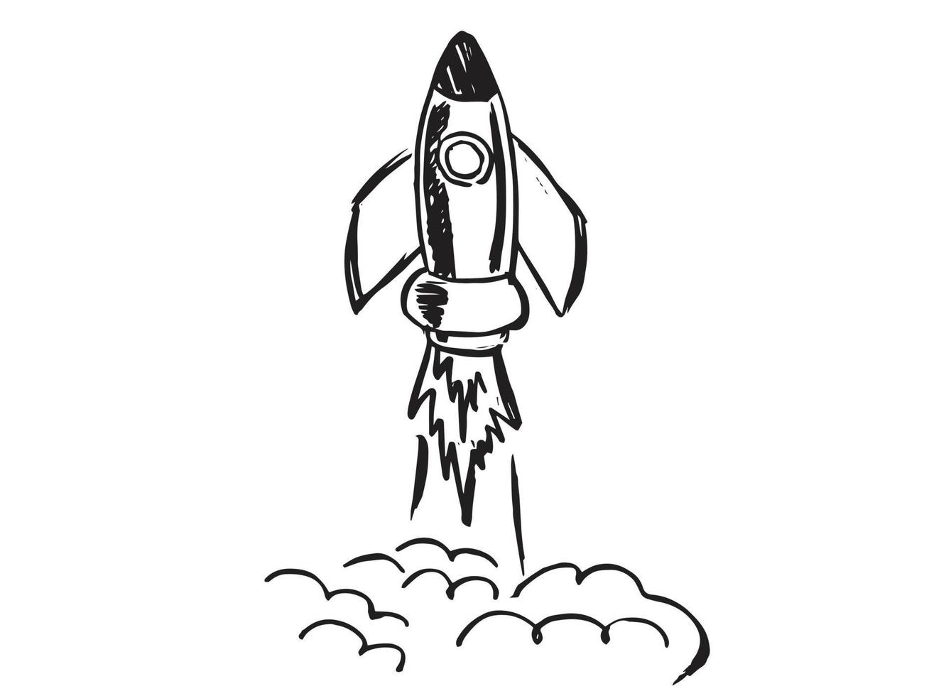 Adobe Illustrator ArtworkRocket spaceship, hand drawn vector illustration.