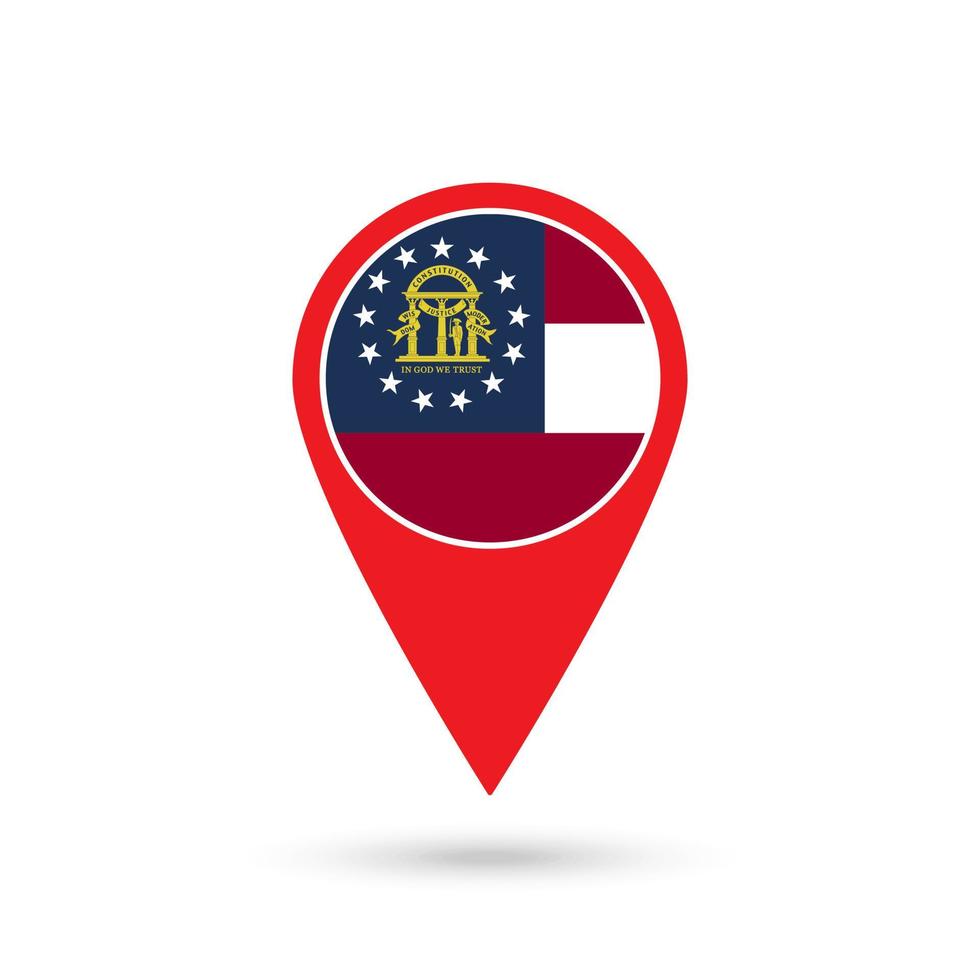 Map pointer with flag of Georgia. Vector illustration.