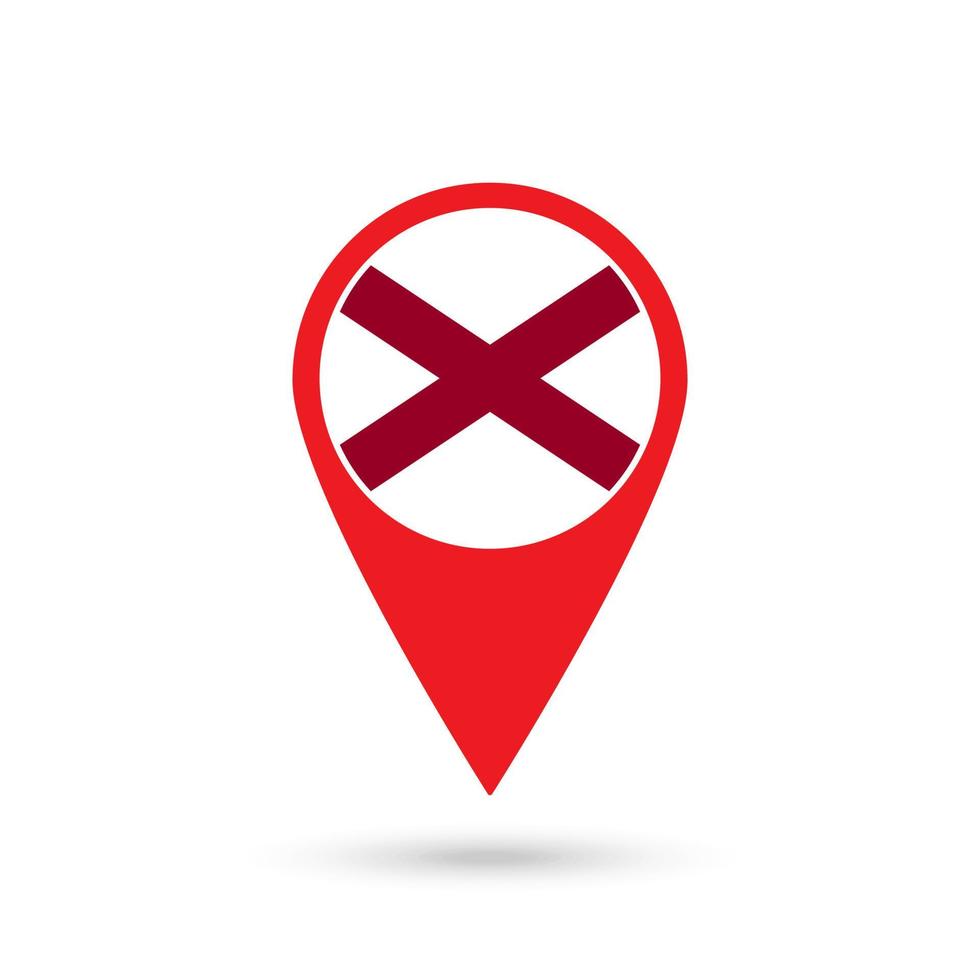 Map pointer with flag of Alabama. Vector illustration.