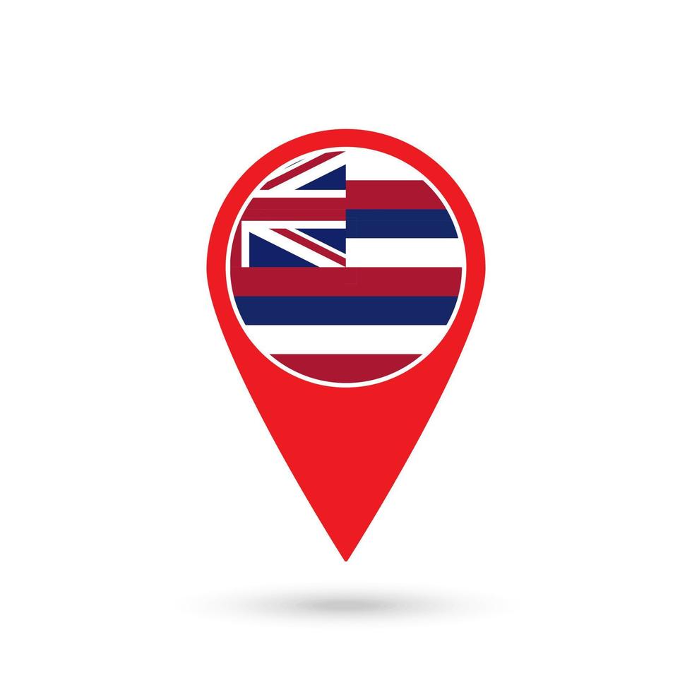 Map pointer with flag of Hawaii. Vector illustration.