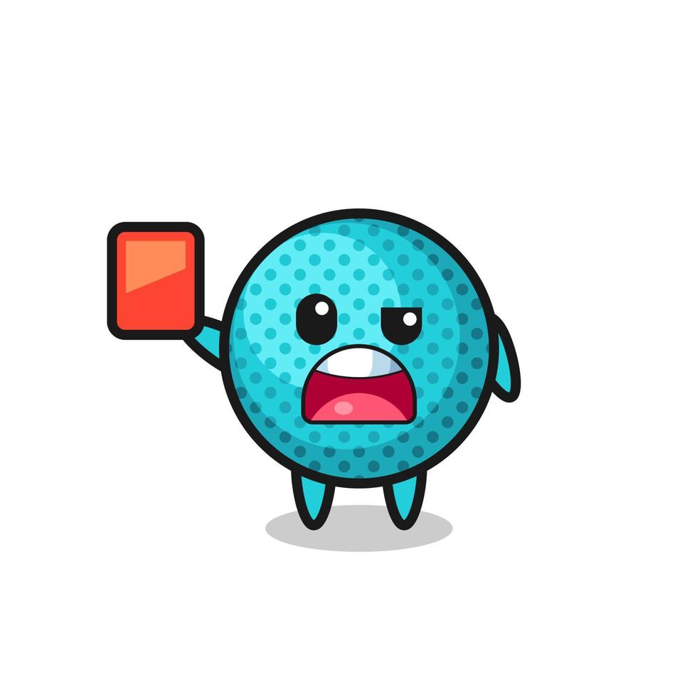 spiky ball cute mascot as referee giving a red card vector