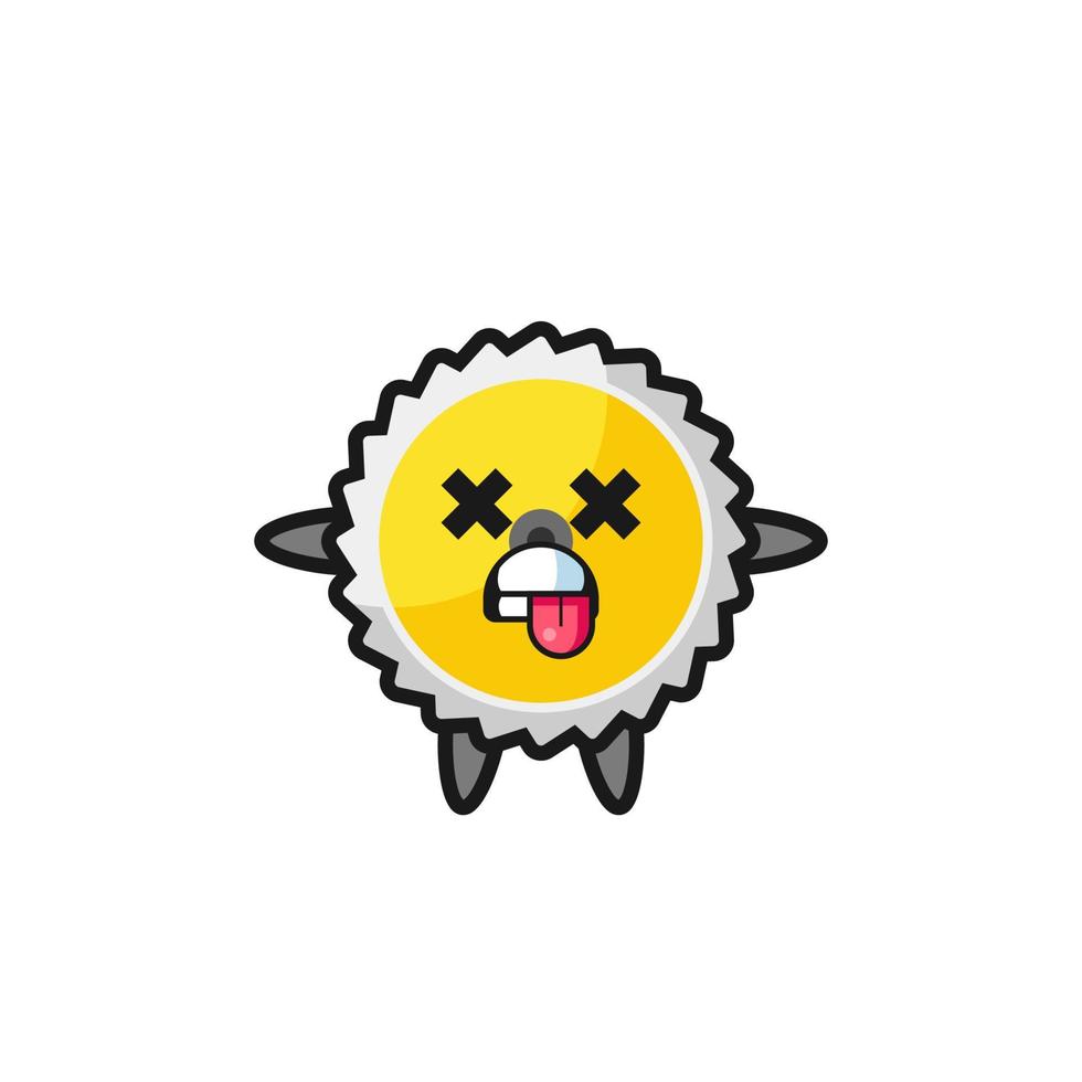 character of the cute saw blade with dead pose vector