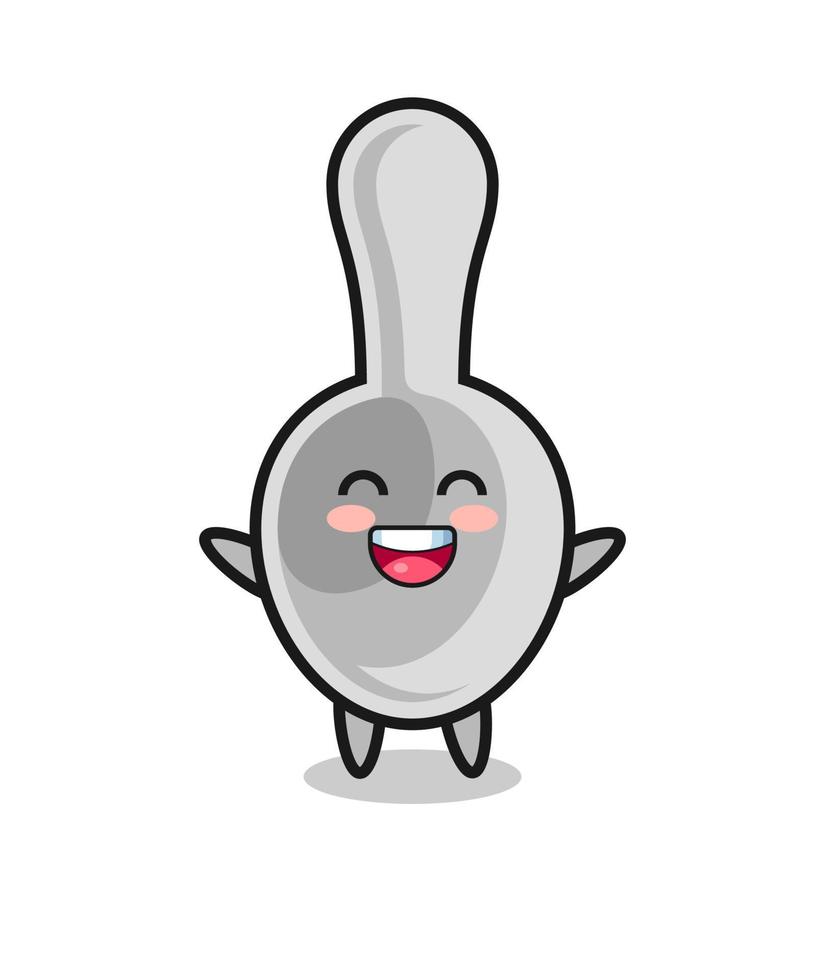 happy baby spoon cartoon character vector