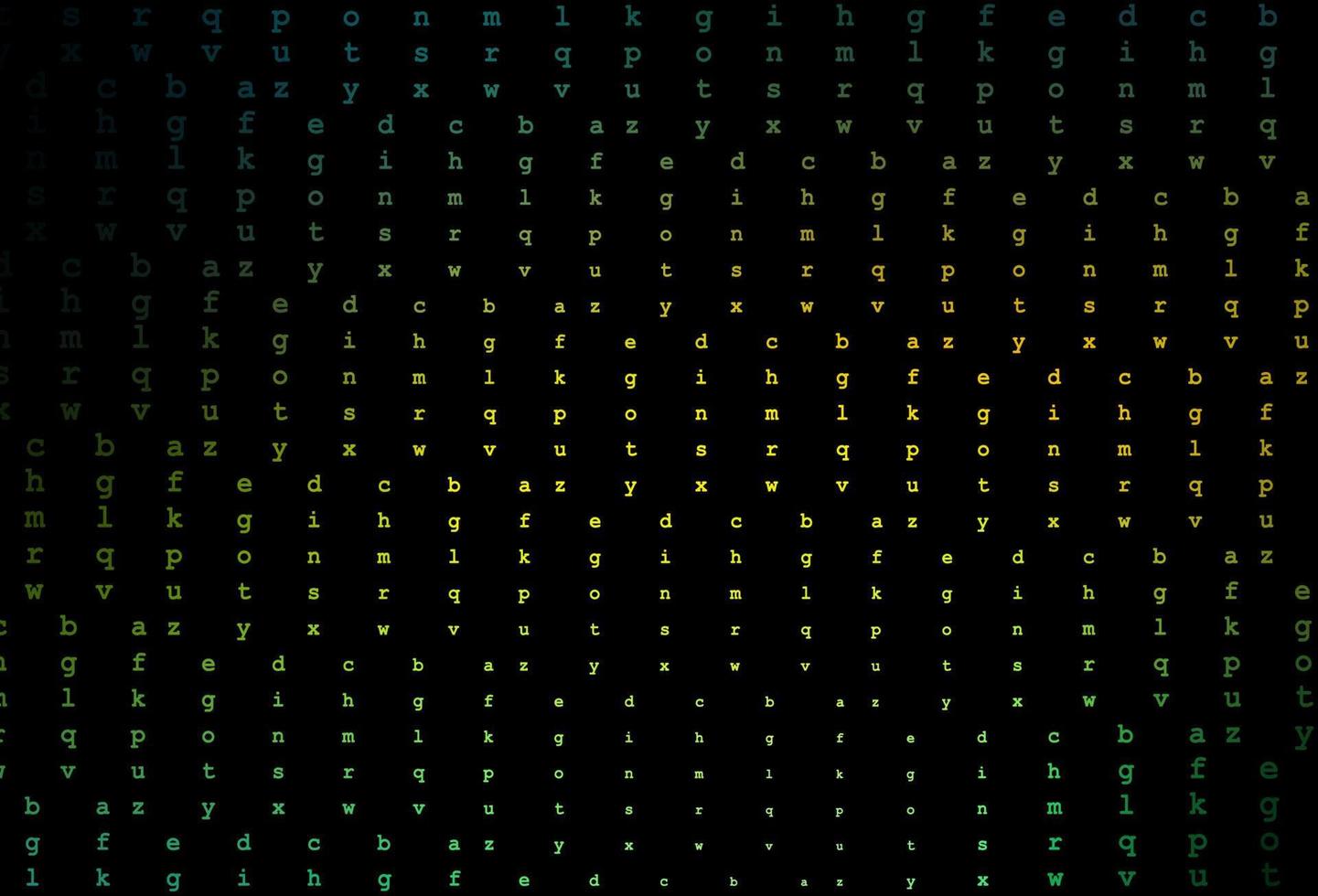 Dark blue, yellow vector background with signs of alphabet.