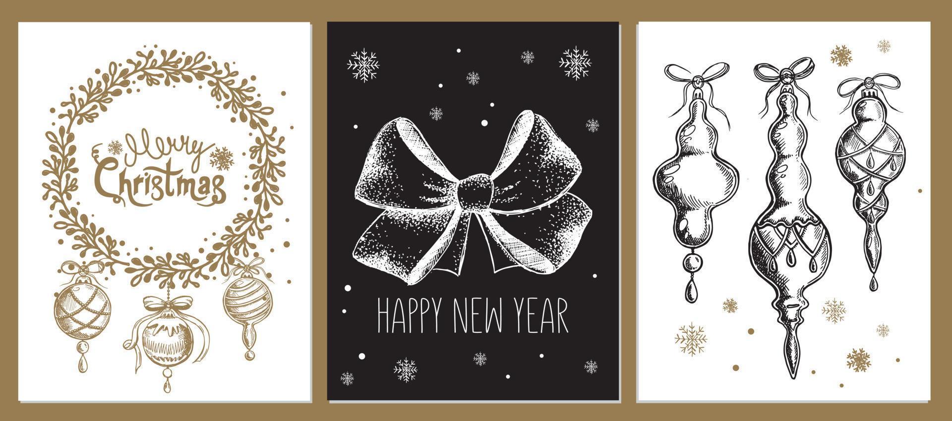 Christmas Greeting card. Design element in doodle style. vector