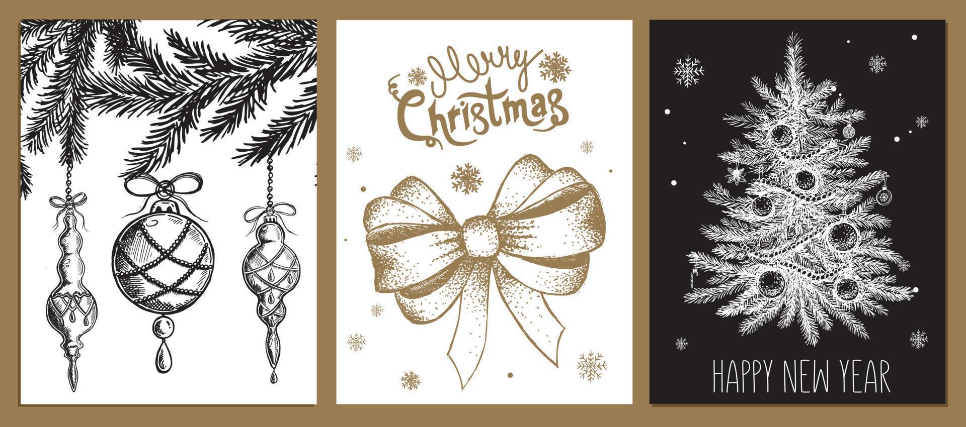 Christmas Greeting card. Design element in doodle style. vector