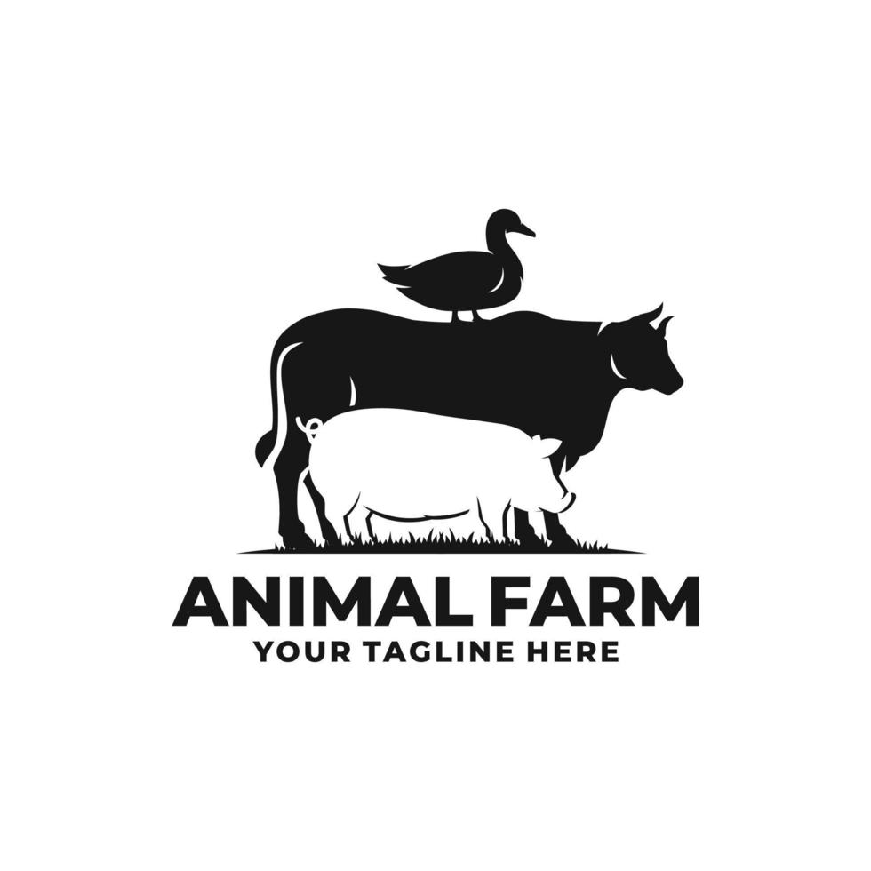 vector de logotipo de animales de granja