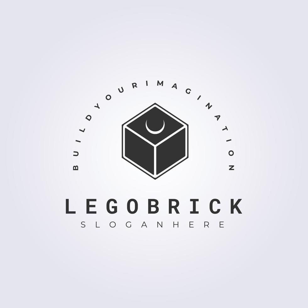 diseño de ilustración de vector de logotipo de estilo vintage de ladrillo de lego