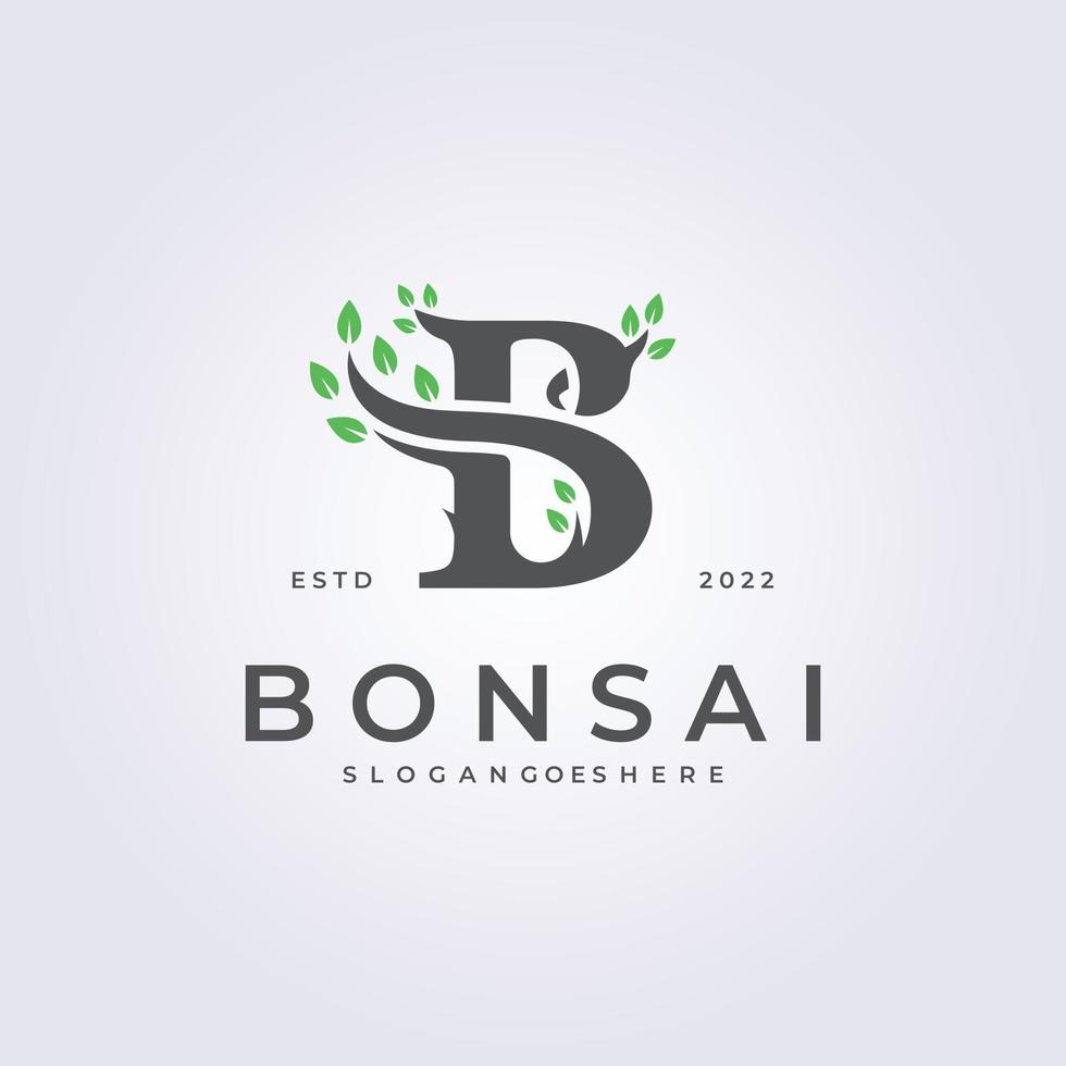 B initial from Bonsai word logo vector illustration design