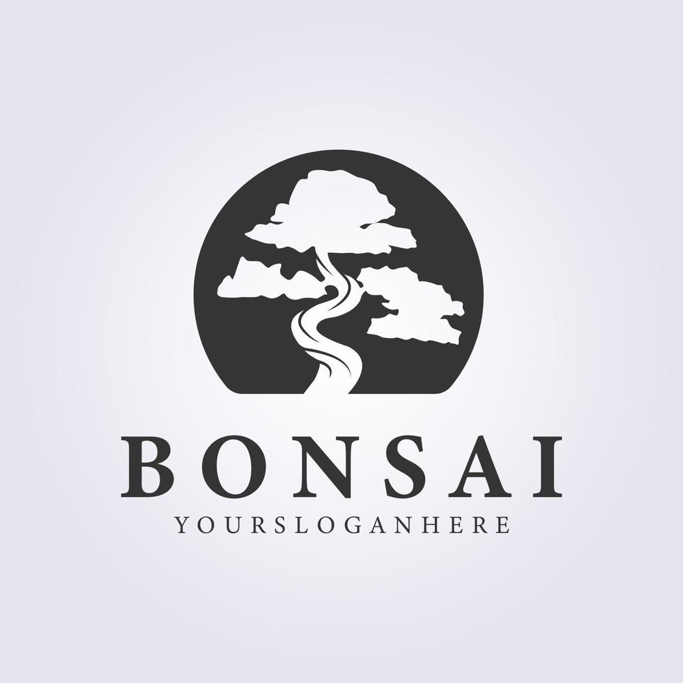 Diseño de ilustración de vector de logotipo de bonsái cortado vintage