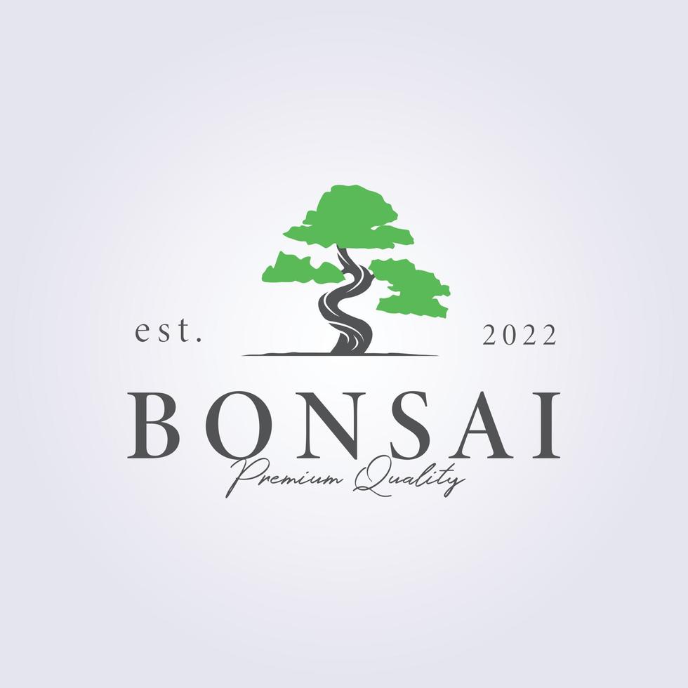 diseño de ilustración de vector de logotipo de árbol de bonsái verde