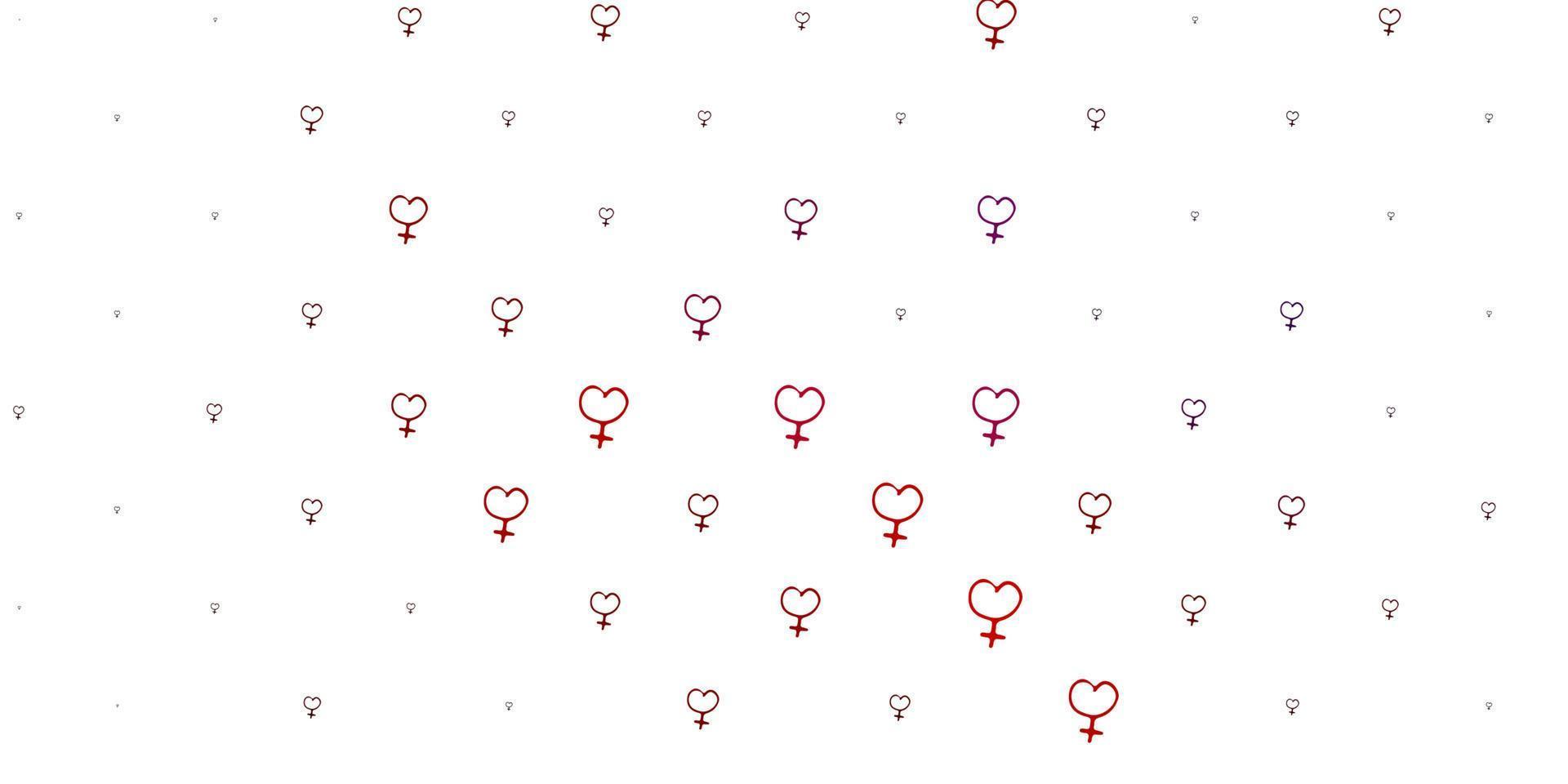Light Pink, Red vector background with woman symbols.