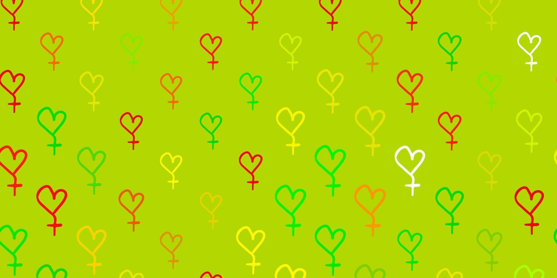 Light Green, Red vector background with woman symbols.
