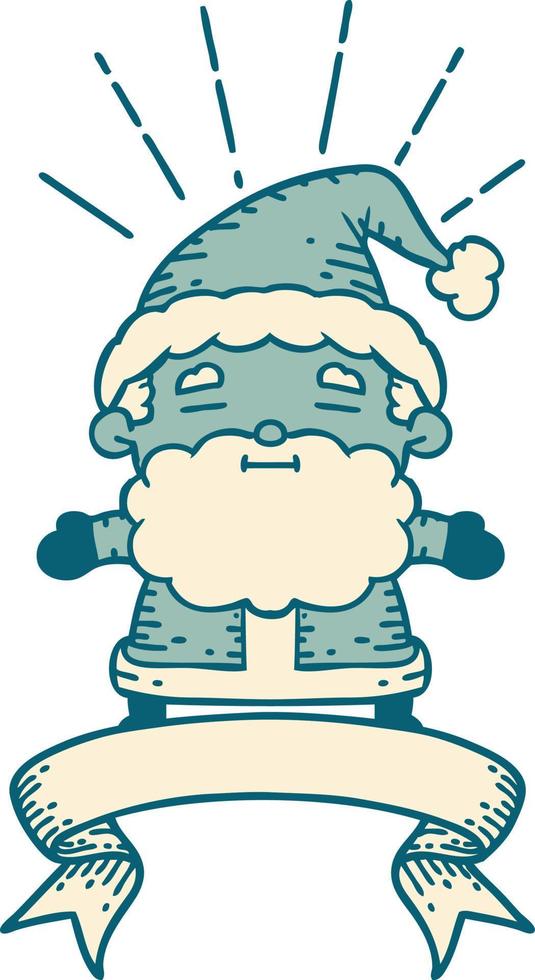 banner de desplazamiento con estilo de tatuaje santa claus carácter navideño vector