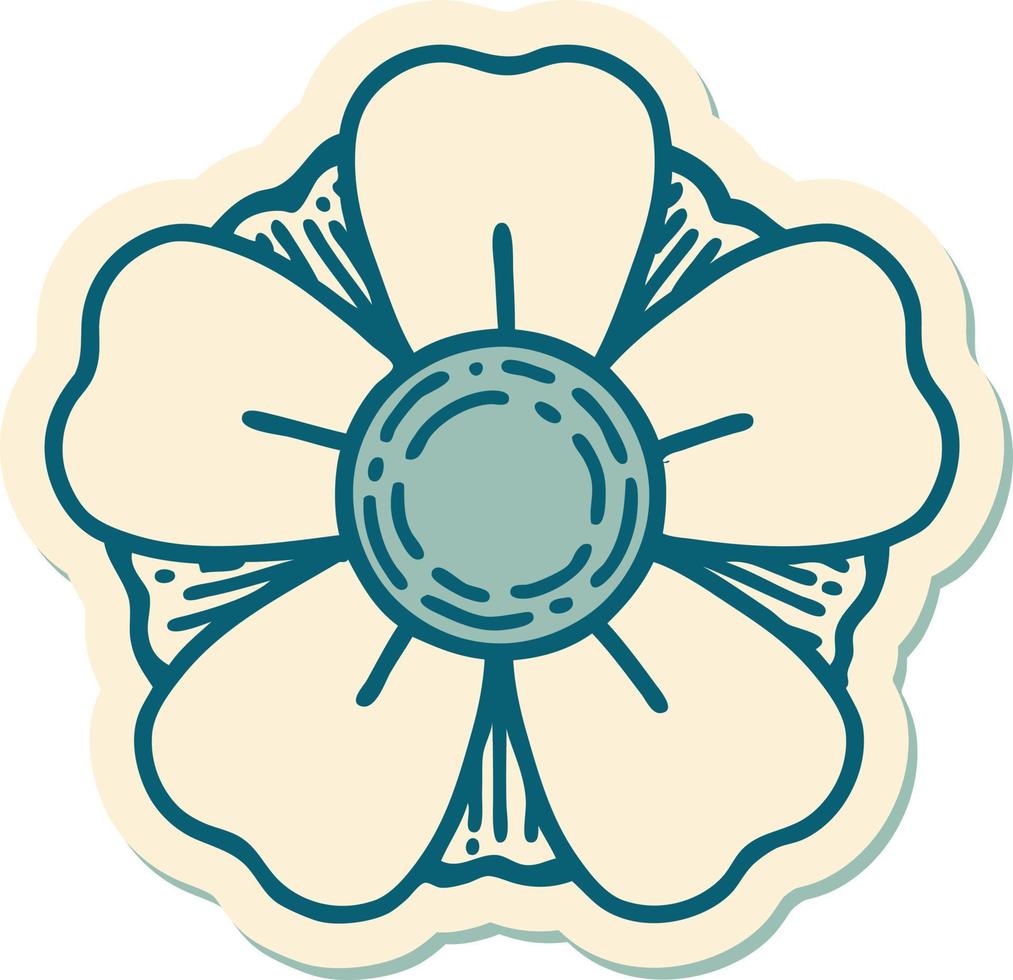 sticker of tattoo in traditional style of a flower vector