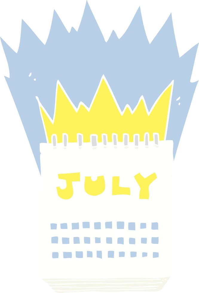 flat color illustration of calendar showing month of July vector