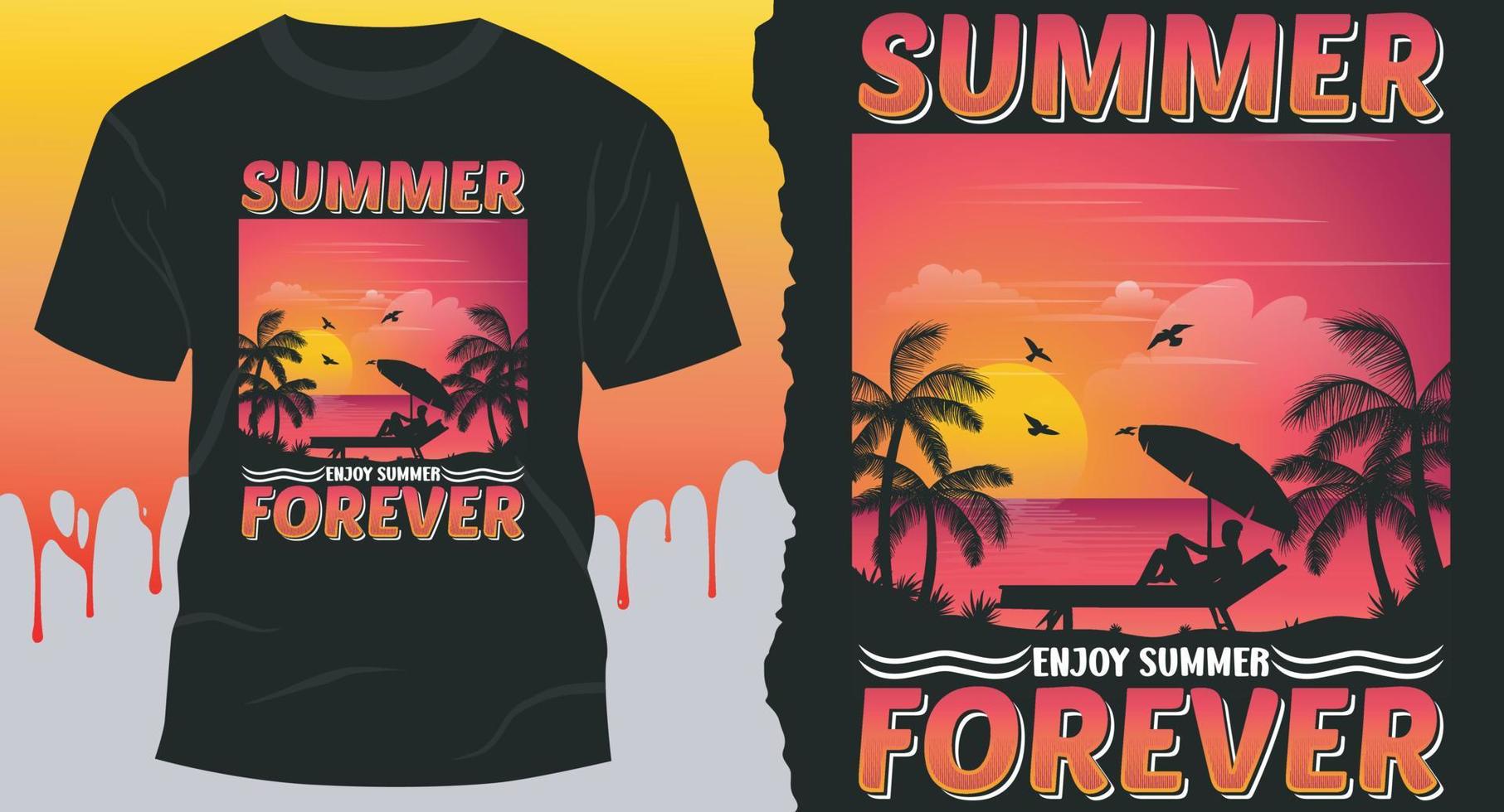 verano disfruta del verano para siempre. mejor diseño de verano para tarjetas de regalo, pancartas, vectores, camisetas, carteles, impresos, etc. vector