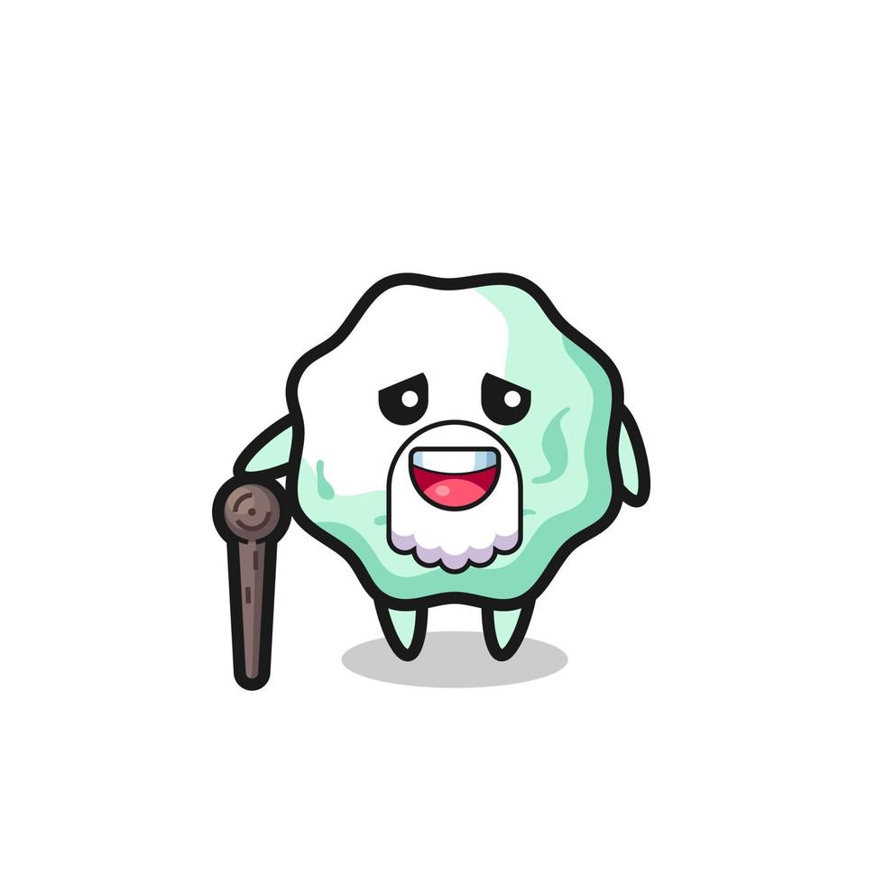 cute chewing gum grandpa is holding a stick vector