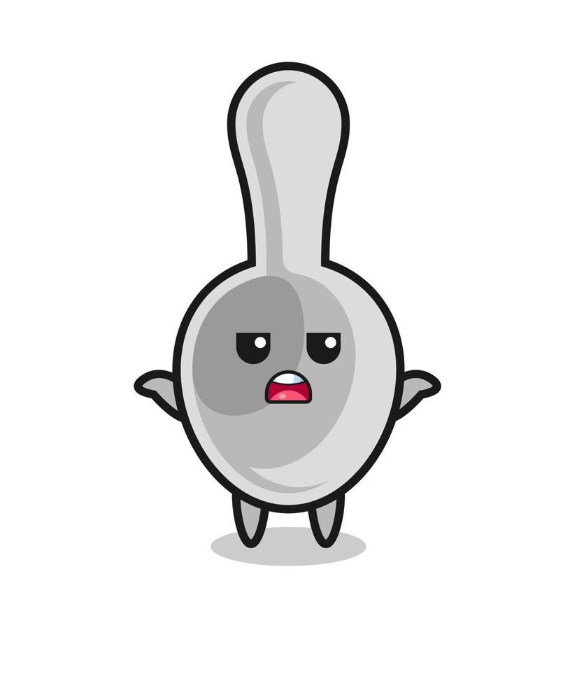 spoon mascot character saying I do not know vector