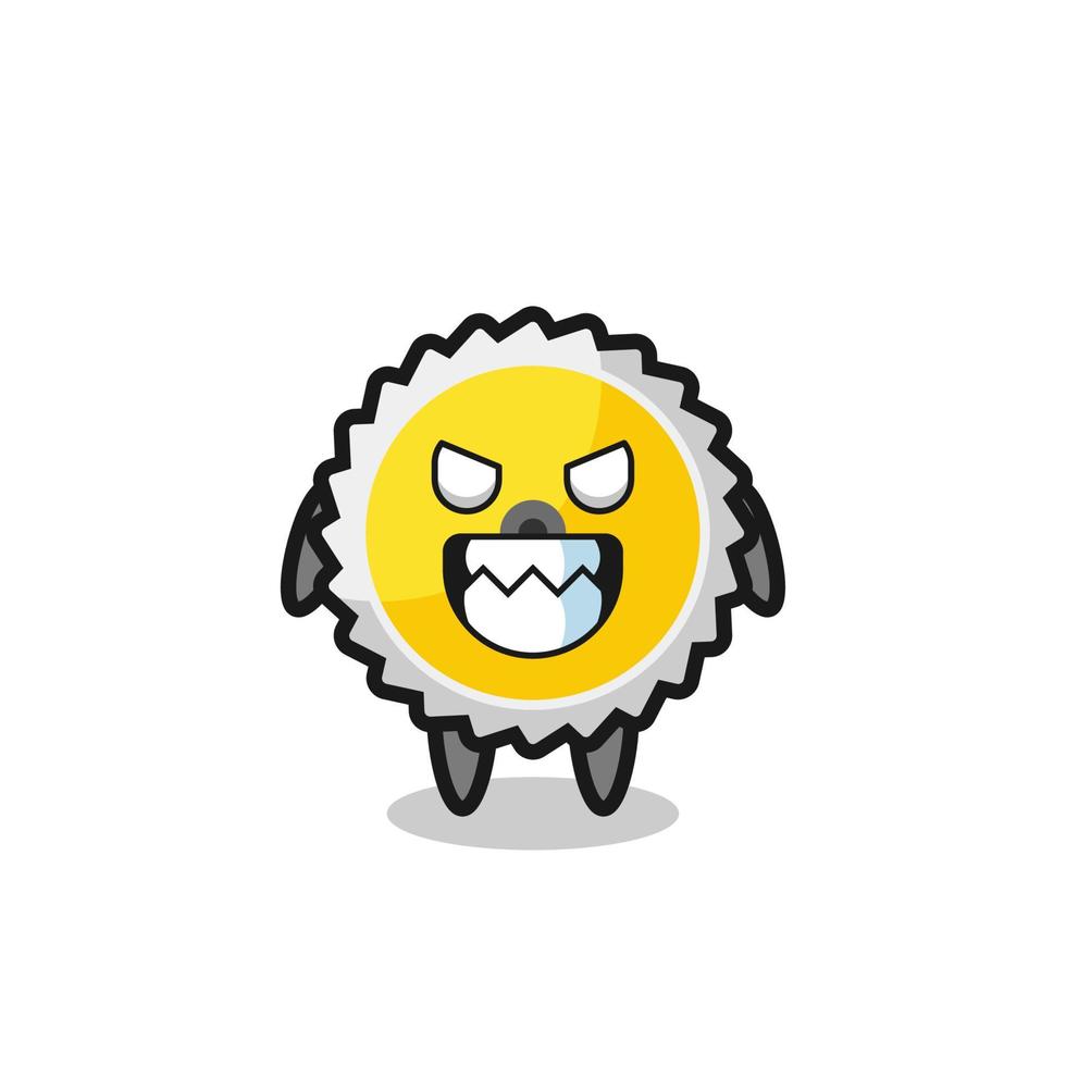 evil expression of the saw blade cute mascot character vector