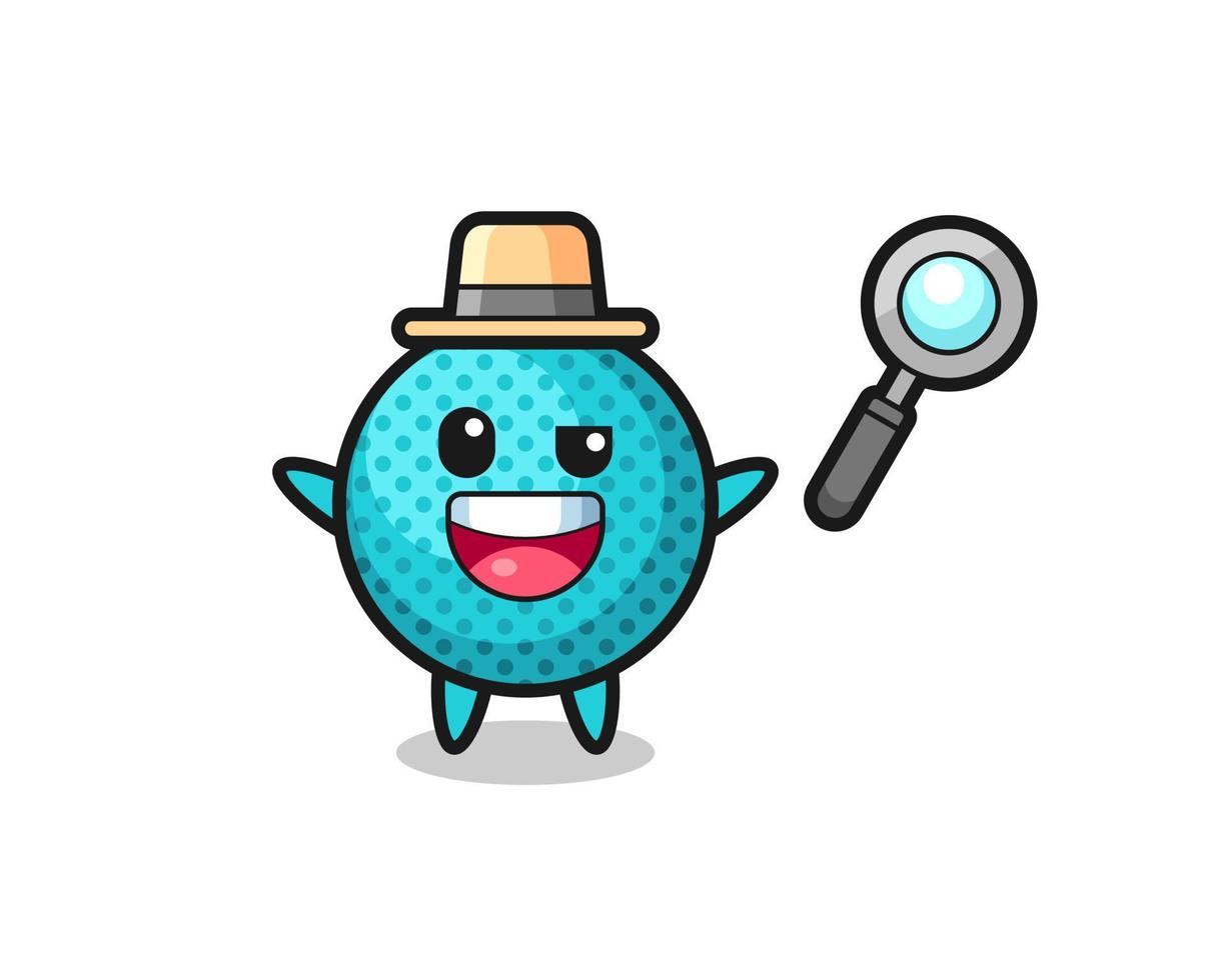 illustration of the spiky ball mascot as a detective who manages to solve a case vector