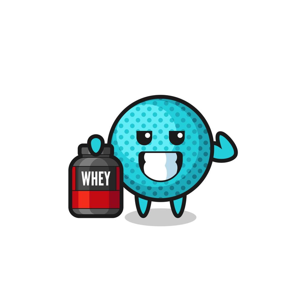 the muscular spiky ball character is holding a protein supplement vector