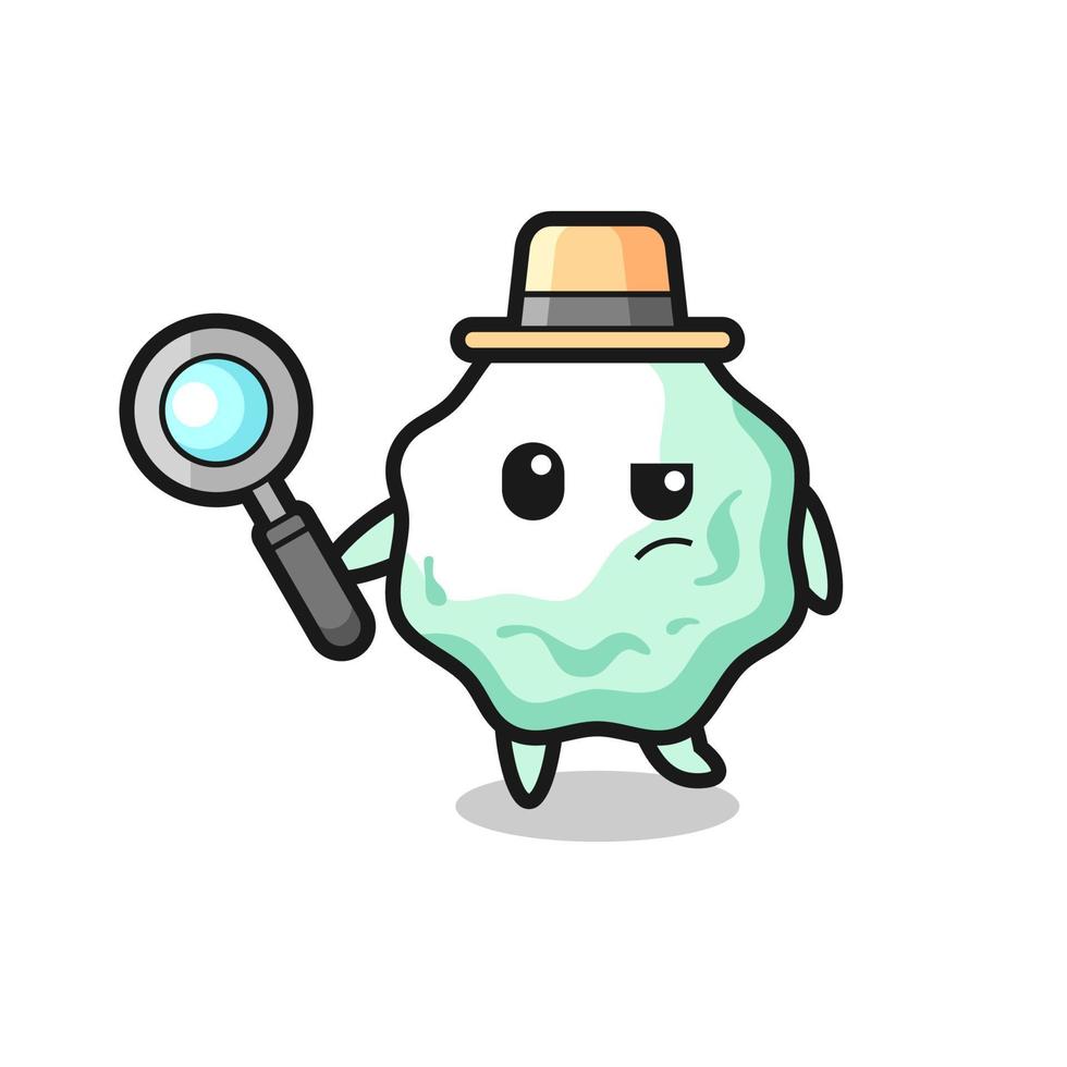 chewing gum detective character is analyzing a case vector