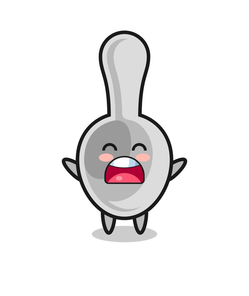cute spoon mascot with a yawn expression vector