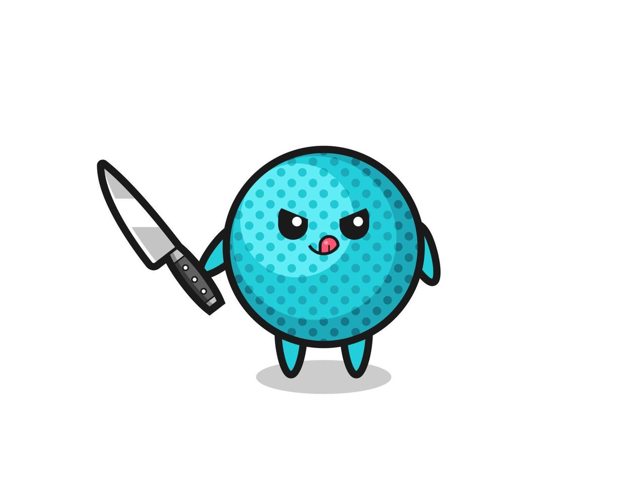cute spiky ball mascot as a psychopath holding a knife vector