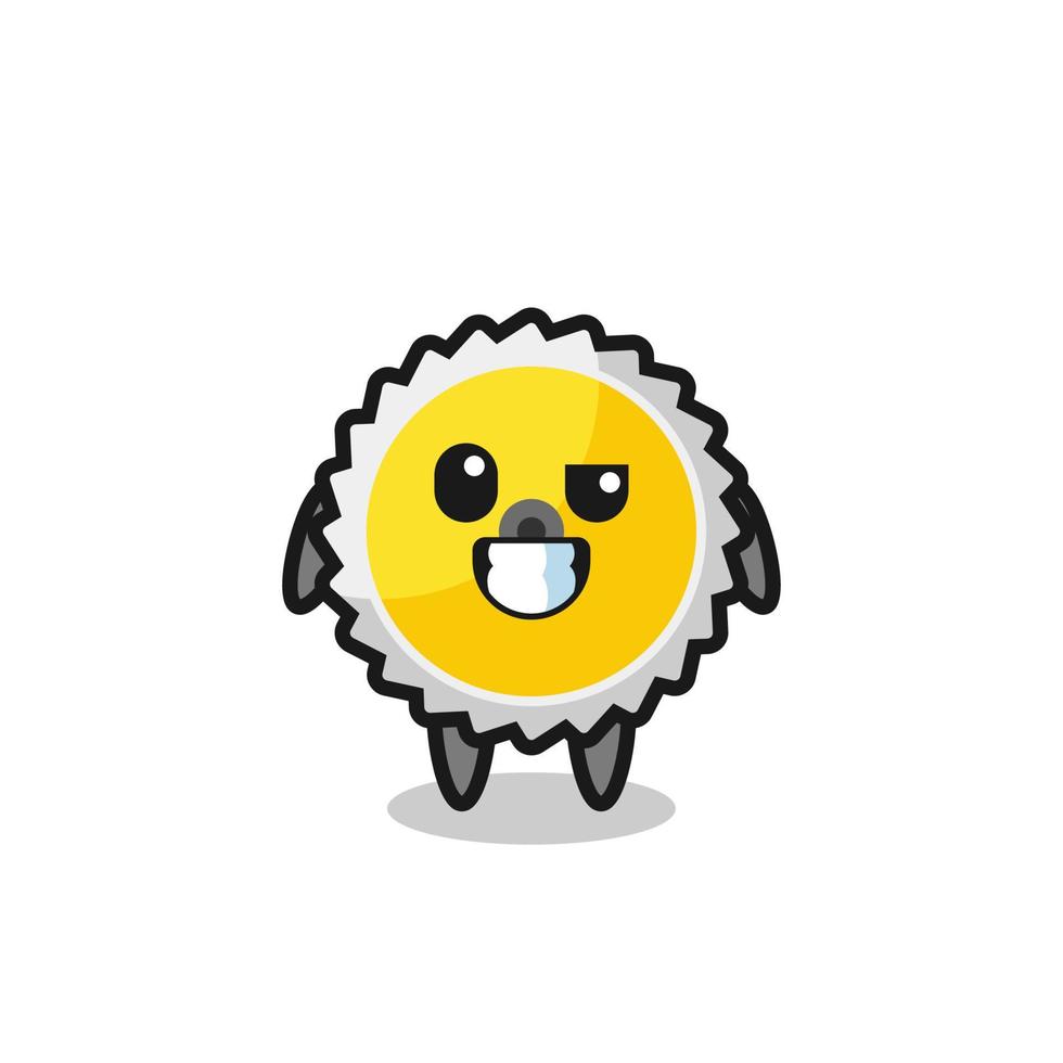 cute saw blade mascot with an optimistic face vector