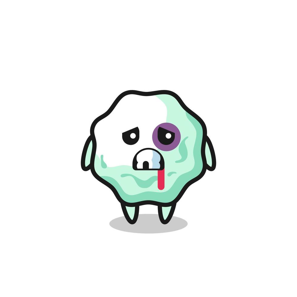 injured chewing gum character with a bruised face vector