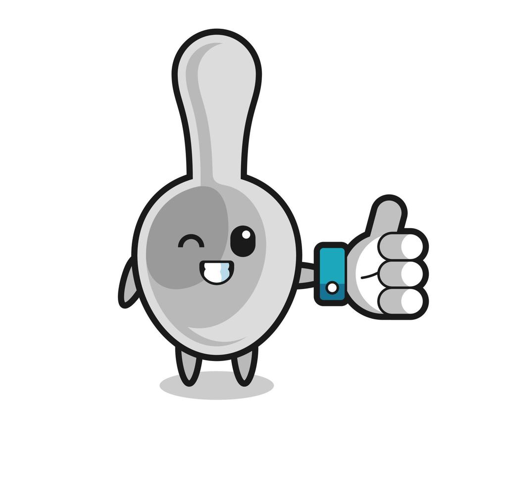 cute spoon with social media thumbs up symbol vector