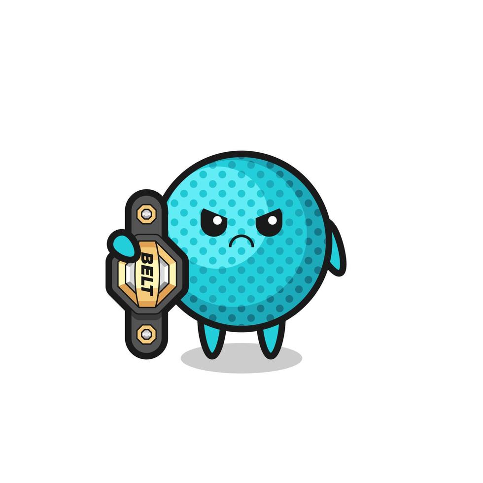 spiky ball mascot character as a MMA fighter with the champion belt vector