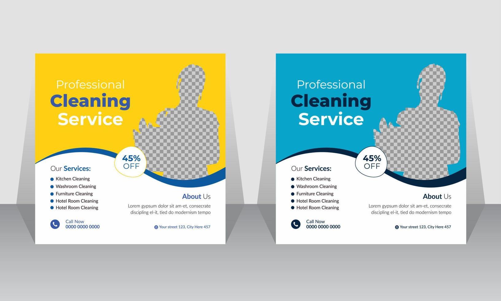 Professional cleaning service social media banner template vector