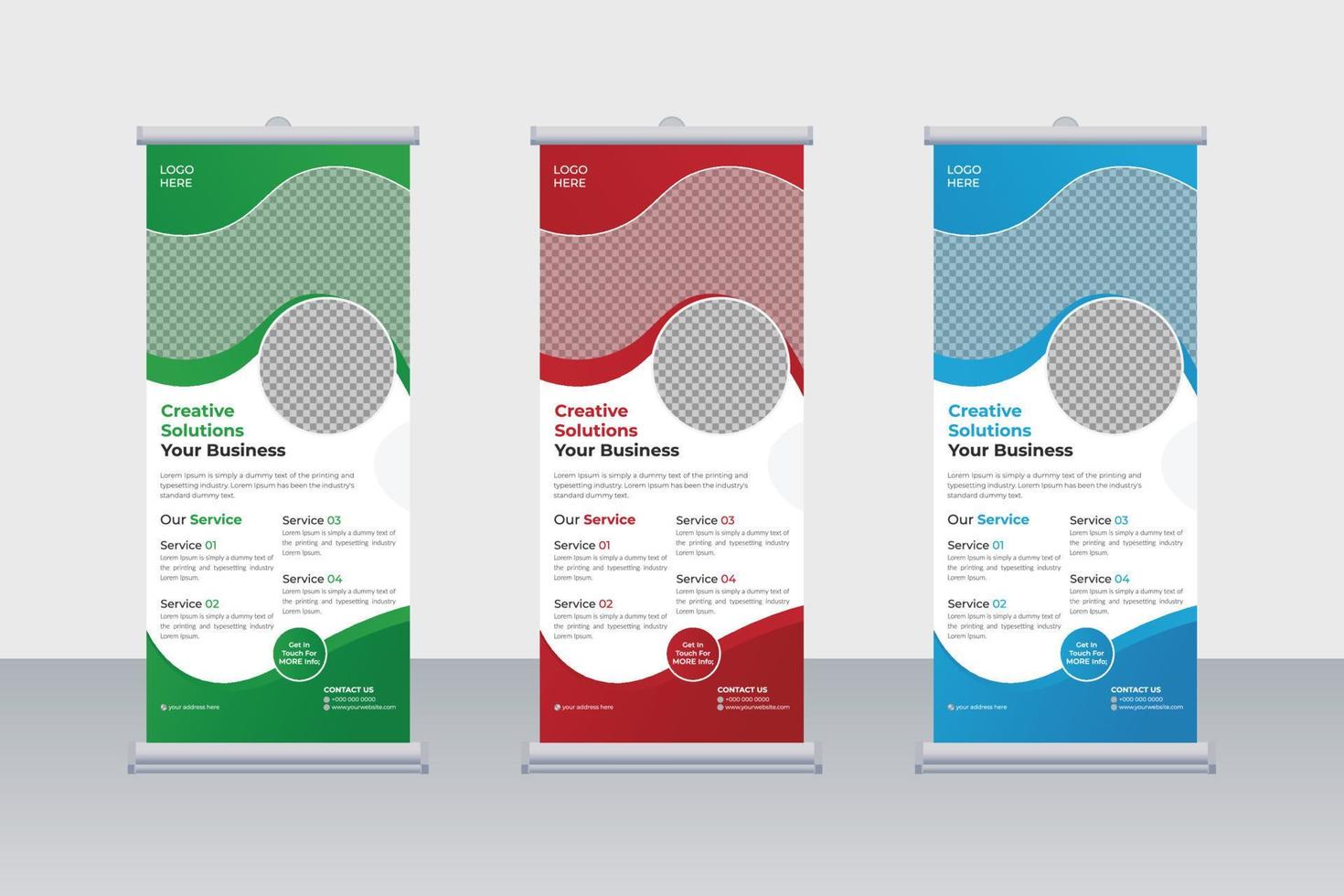 Corporate business roll up or stand banner template with abstract design vector