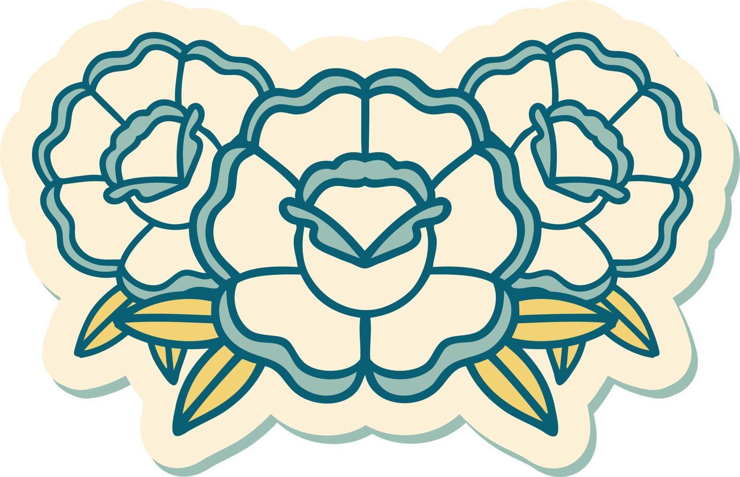 sticker of tattoo in traditional style of a bouquet of flowers vector